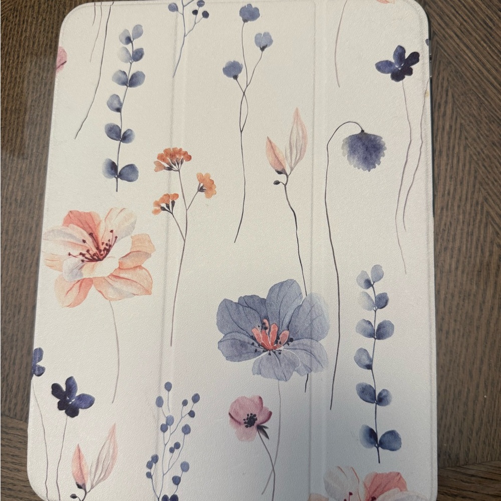 Floral iPad Case with Pink and Blue Flowers